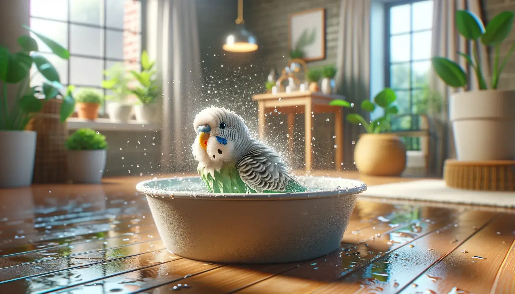 Oiseau qui prend son bain