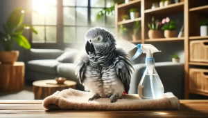 Perroquet qui sort du bain