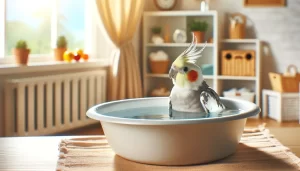 Oiseau qui se rafraichit pendant la canicule