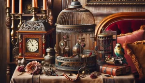 Cage oiseaux et objets d'art
