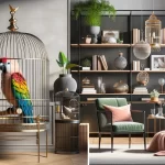 Cage oiseau intégrée dans son intérieur