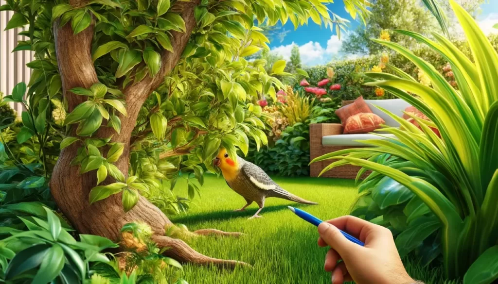 Oiseau qui joue à cache-cache
