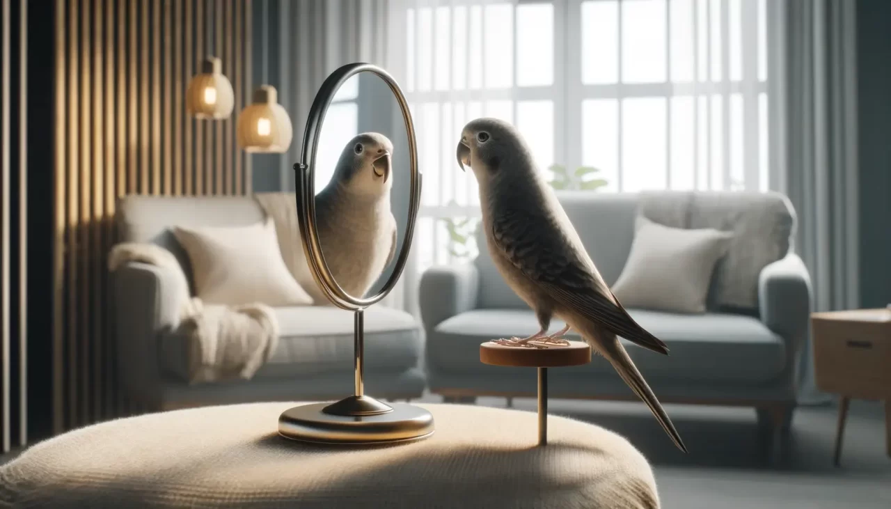 Jeux de miroir pour oiseau