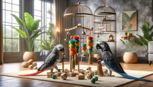 Oiseaux qui développent leur intelligence grâce à des jouets