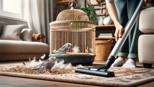 Nettoyage des plumes dans la cage