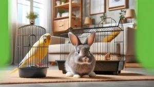 Cohabitation oiseau et lapin