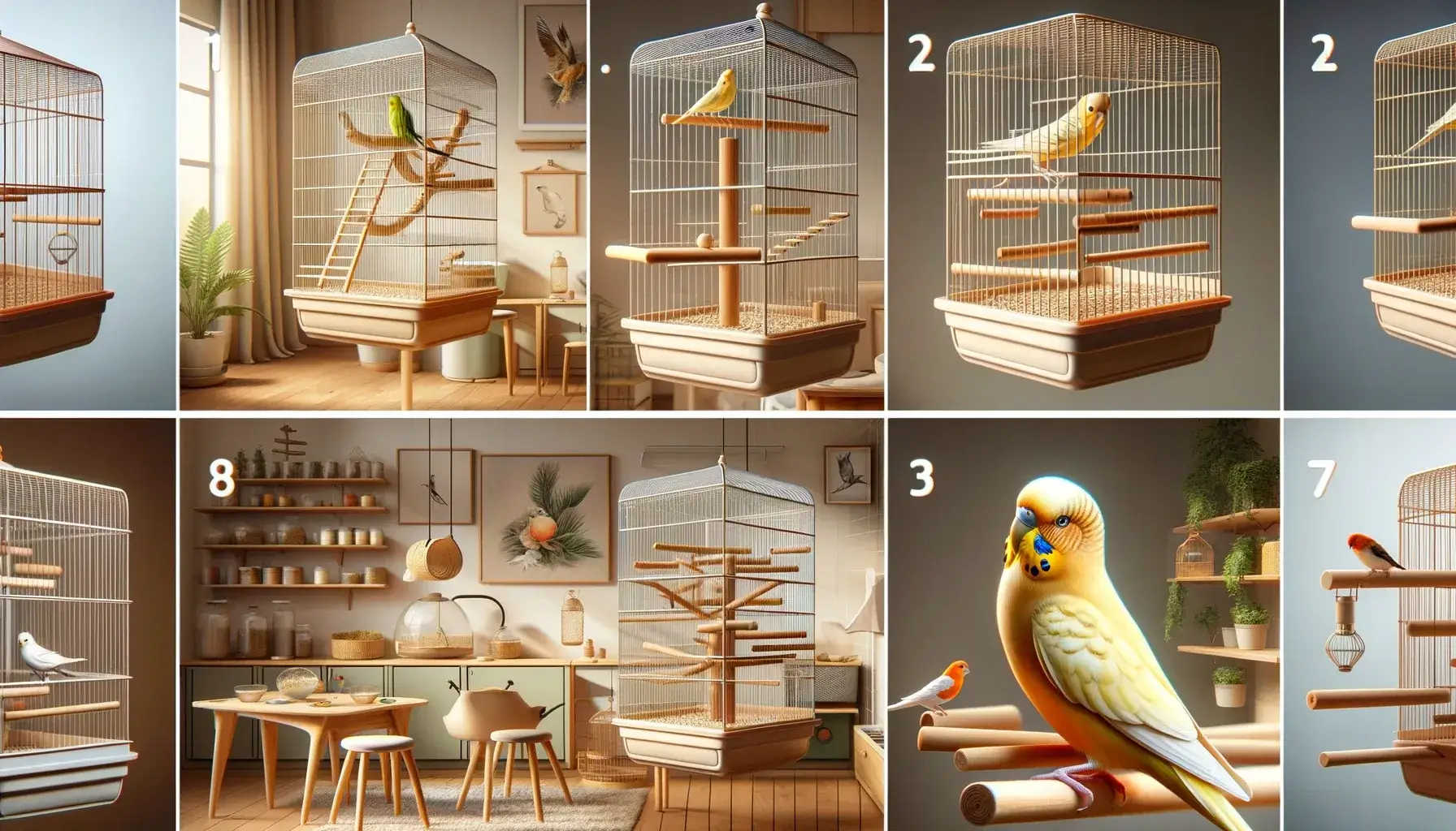 Perchoirs dans une cage oiseaux