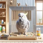 Oiseau en cage qui perd ses plumes