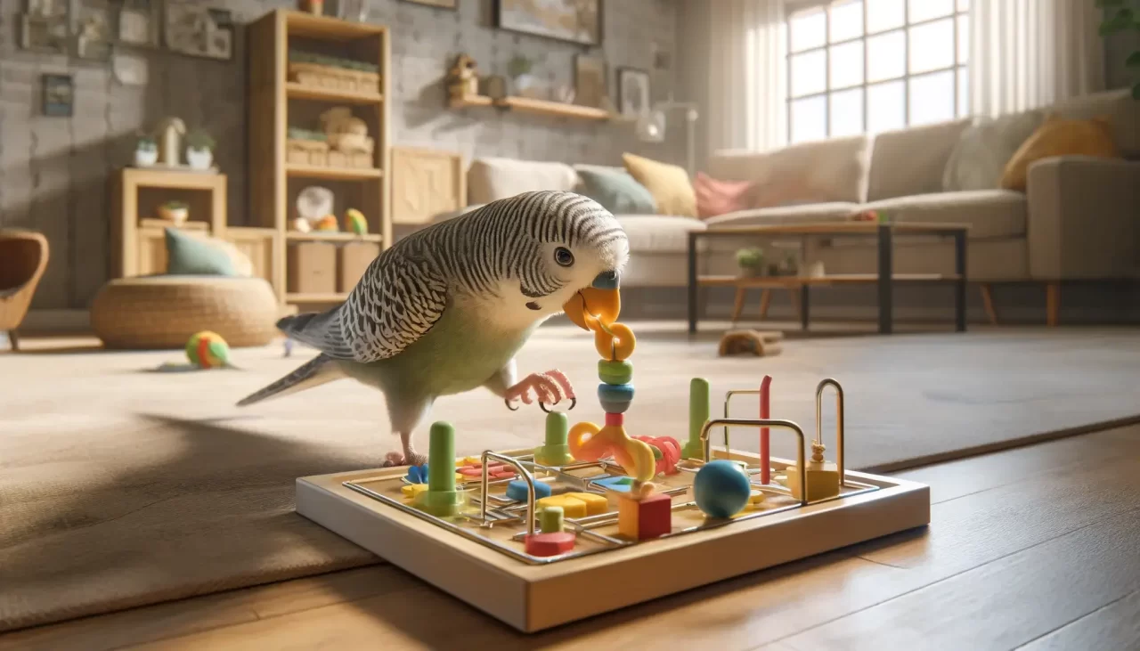 Oiseau qui joue au puzzle
